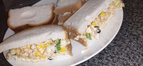 vegan tuna sweetcorn sandwiches