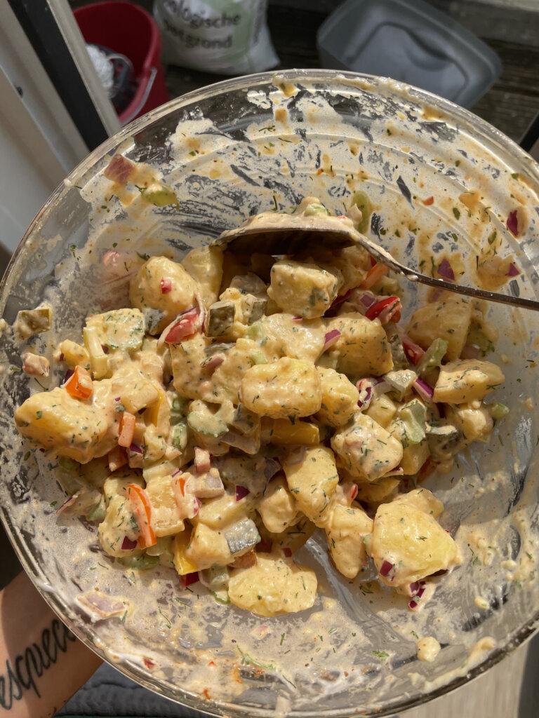 southern vegan potato salad zoomed in