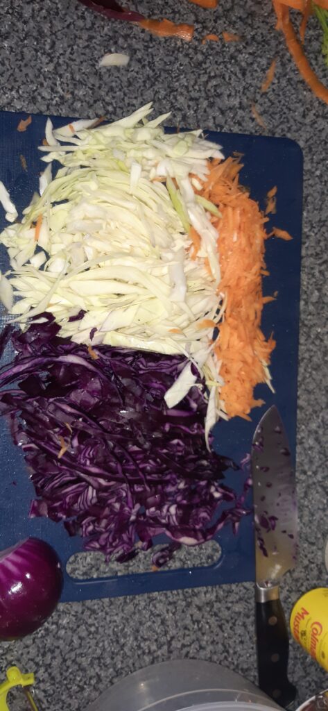 chopped coleslaw veggies