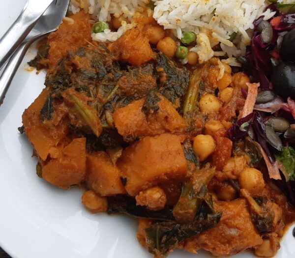 chickpea butternut kale curry