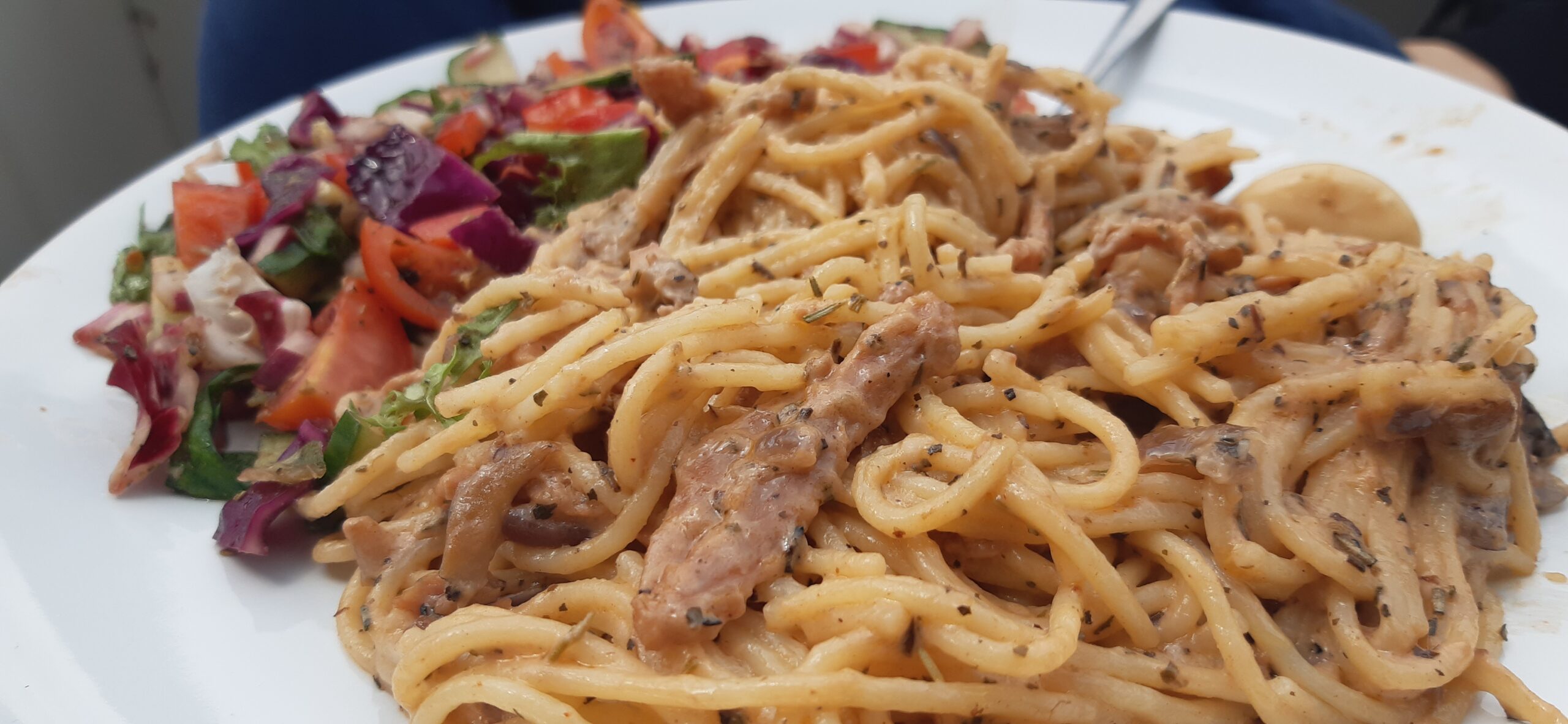 Veganised spaghetti carbonara