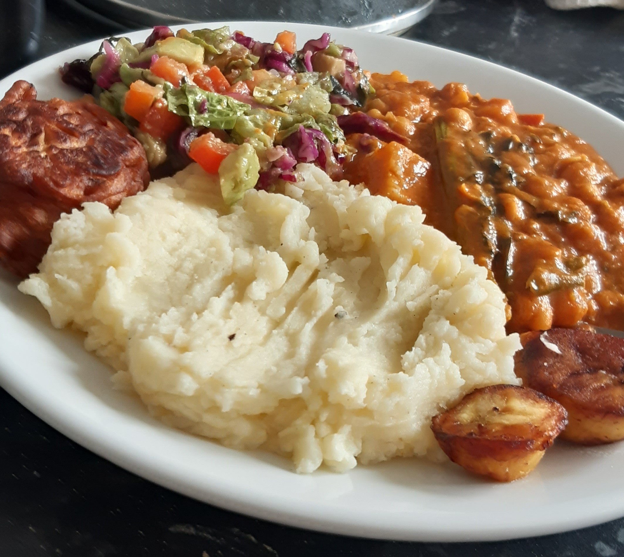 sweet potato chickpea curry and mash