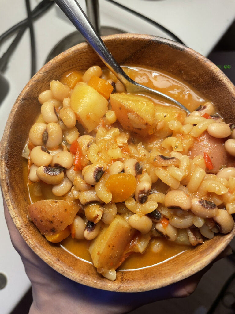 black eye pea stew bowl