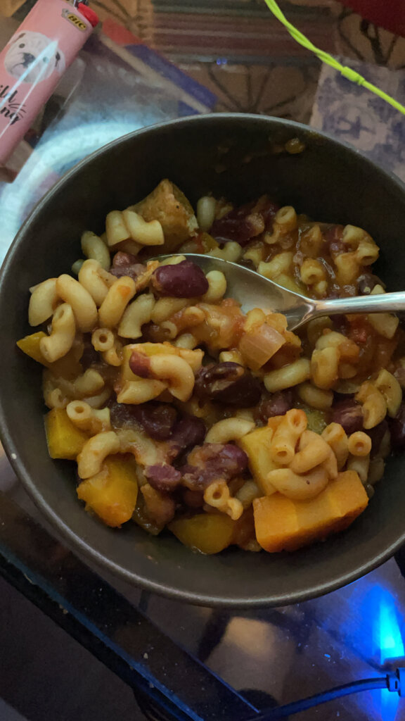 Blackbean pasta stew recipe