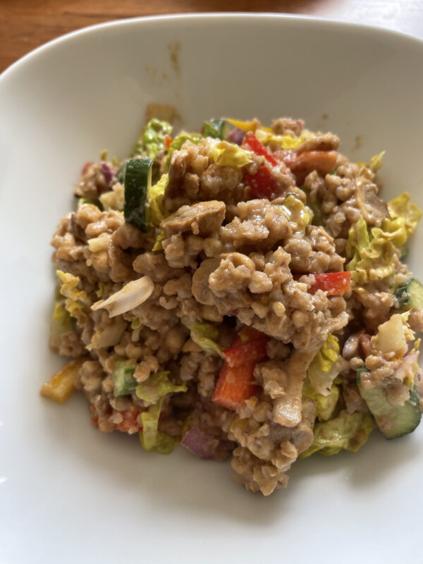 vegan buckwheat salad close up