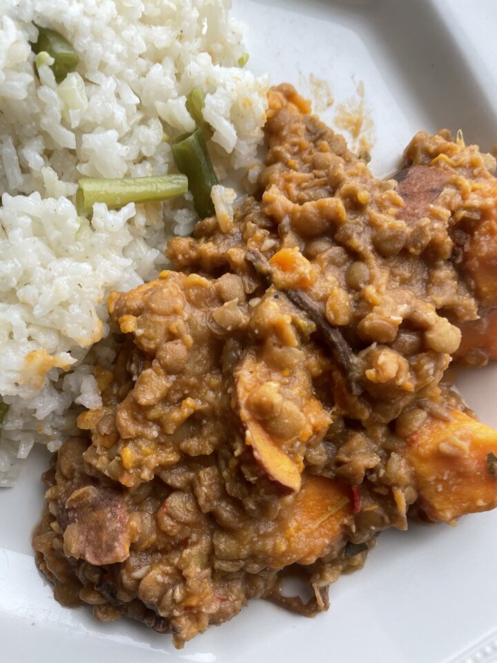 sweet potato lentil mushroom stew