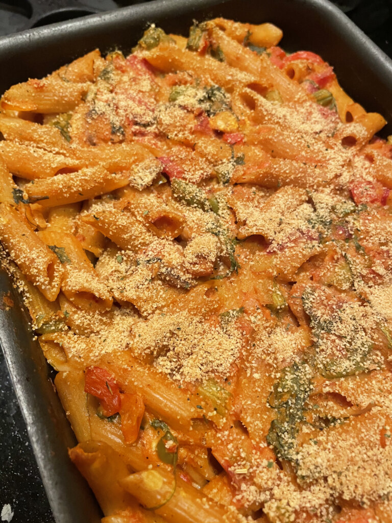 vegan crisp top pasta bake