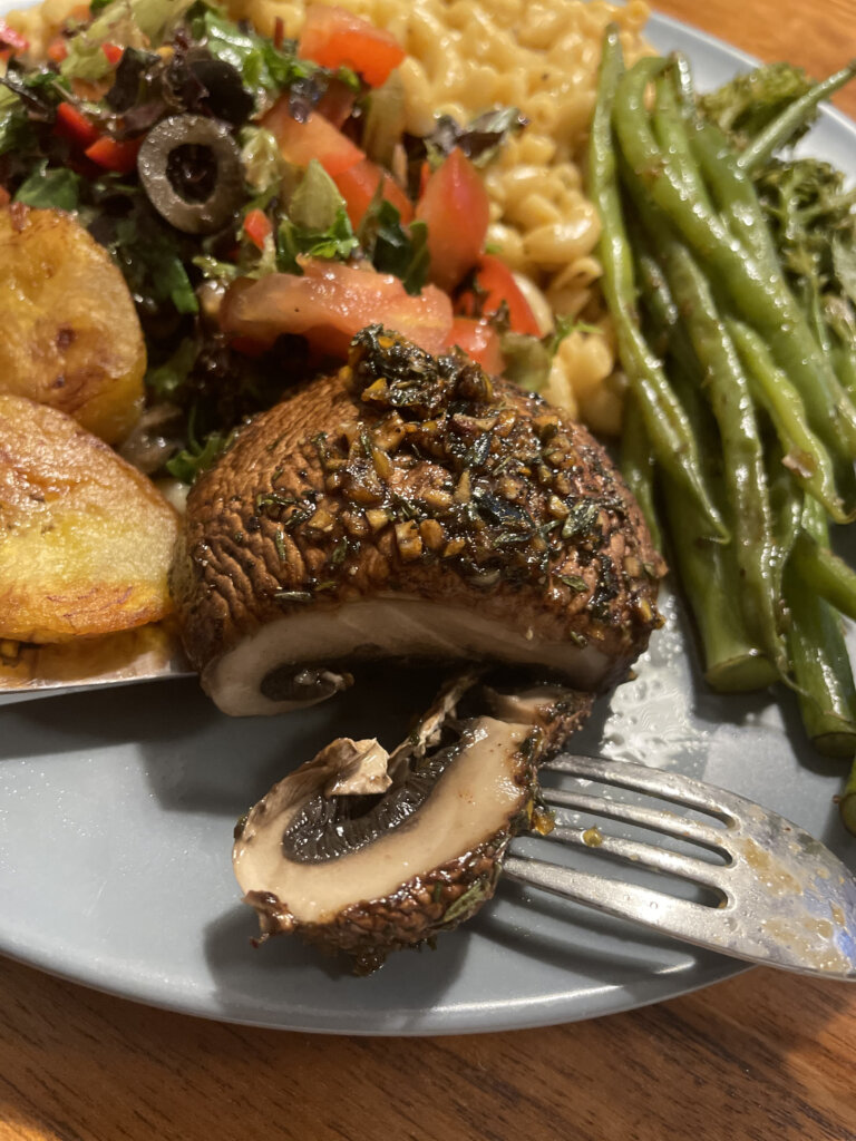 jerk portobello and green beans