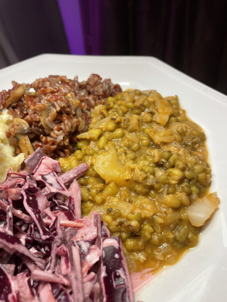 mung bean stew and coleslaw