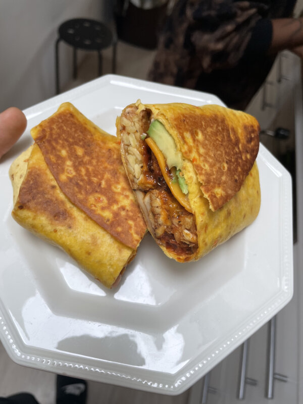 tempeh mushroom toasted breakfast wraps