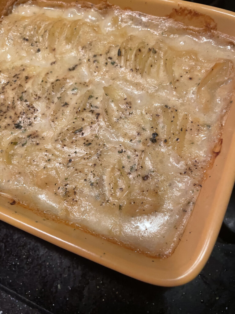 vegan potato gratin side view