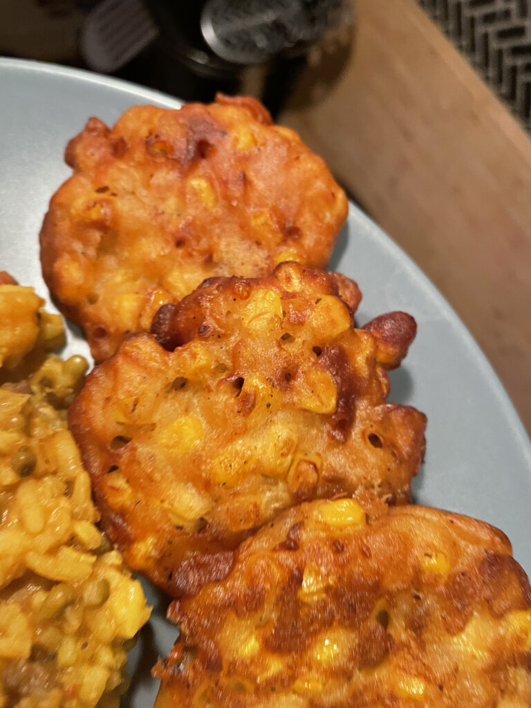 close up vegan sweetcorn fritters