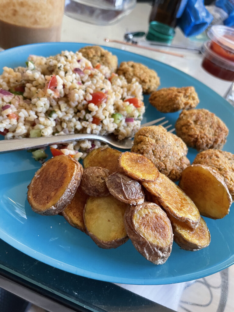 Flat fries and tabouleh