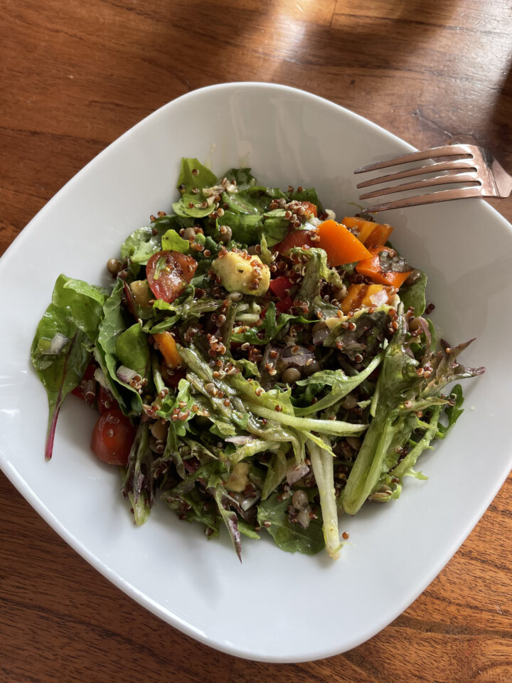 vegan red quinoa salad